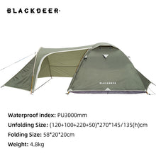 Lade das Bild in den Galerie-Viewer, Expedition Camping Zelt 3-4 Personen 210D Oxford PU3000 mm
