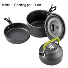 Lade das Bild in den Galerie-Viewer, Camping Kochgeschirr Set Aluminium Antihaft-Portable Outdoor Geschirr Wasserkocher Topf Kochset Kochpfanne Schüssel zum Wandern BBQ Picknick‎
