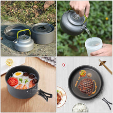 Lade das Bild in den Galerie-Viewer, Camping Kochgeschirr Set Aluminium Antihaft-Portable Outdoor Geschirr Wasserkocher Topf Kochset Kochpfanne Schüssel zum Wandern BBQ Picknick‎
