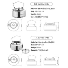 Lade das Bild in den Galerie-Viewer, Edelstahl Backpacking Camping Wasserkocher Bushcraft Ausrüstung
