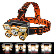 Lade das Bild in den Galerie-Viewer, 5LED mit eingebauter 18650 Batterie USB wiederaufladbare Stirnlampe
